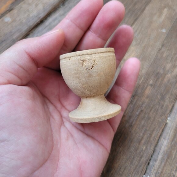 Hand turned rustic wooden egg holder egg cup - Picture 5 of 8